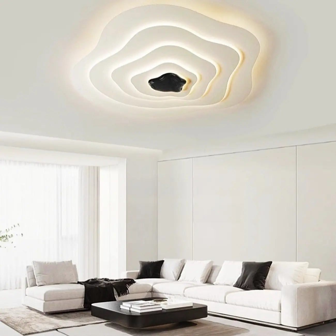 Plafonnier encastré moderne à plusieurs niveaux en résine, à intensité variable, pour chambre à coucher