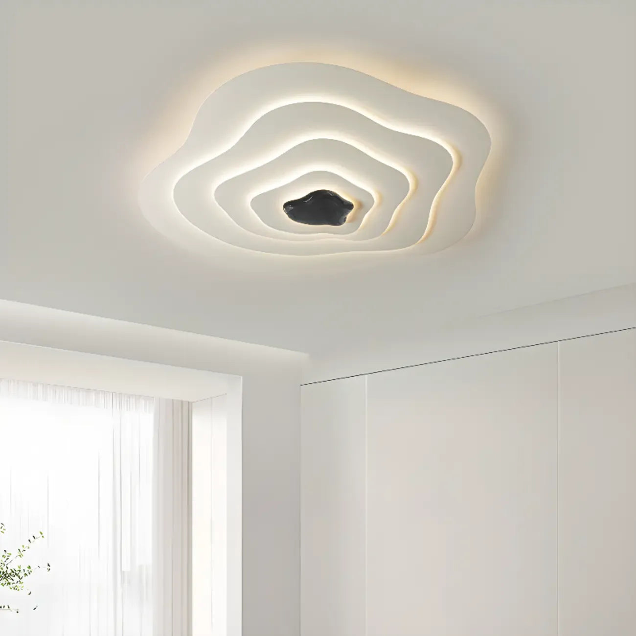 Plafonnier encastré moderne à plusieurs niveaux en résine, à intensité variable, pour chambre à coucher