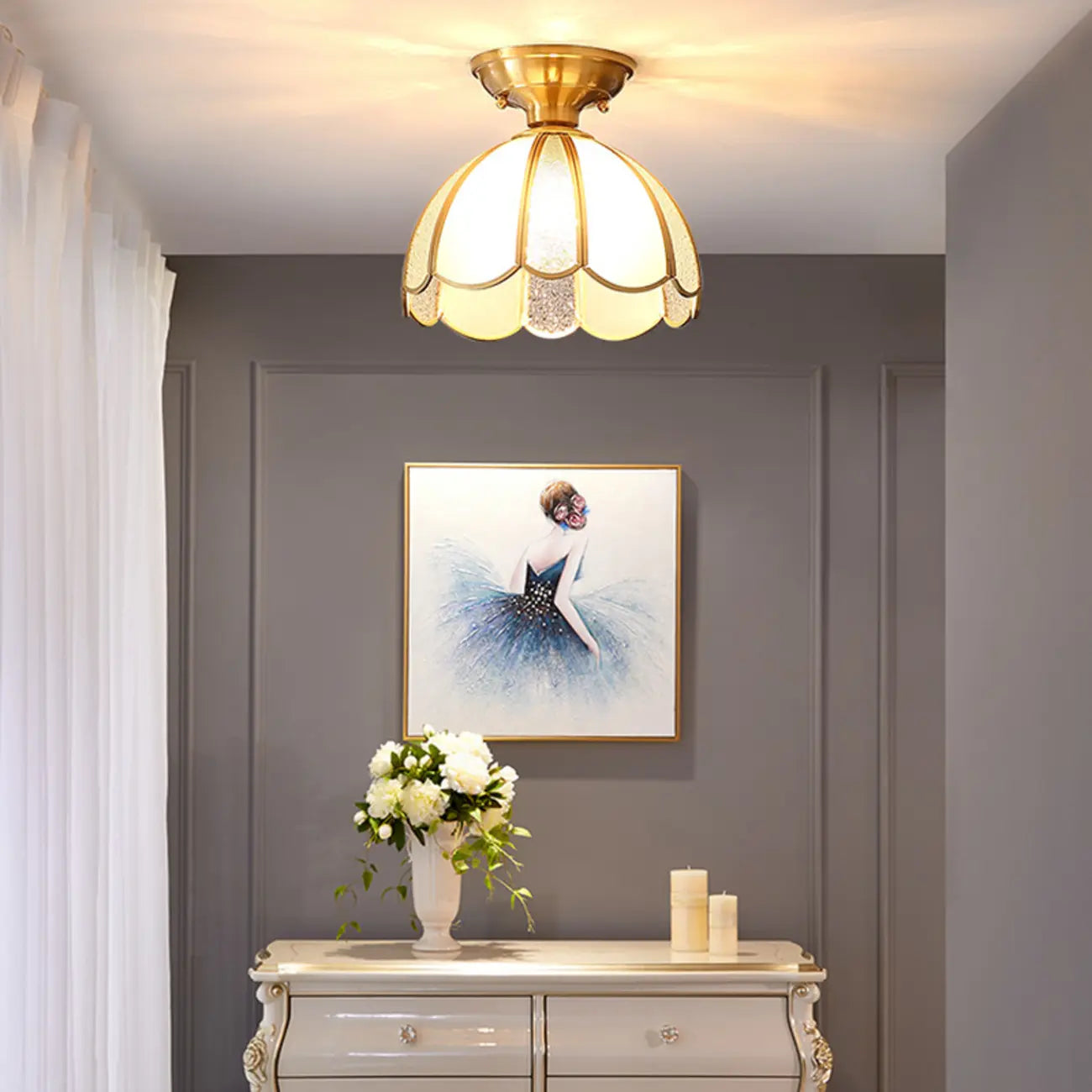 Plafonnier semi-encastré géométrique moderne pour salon