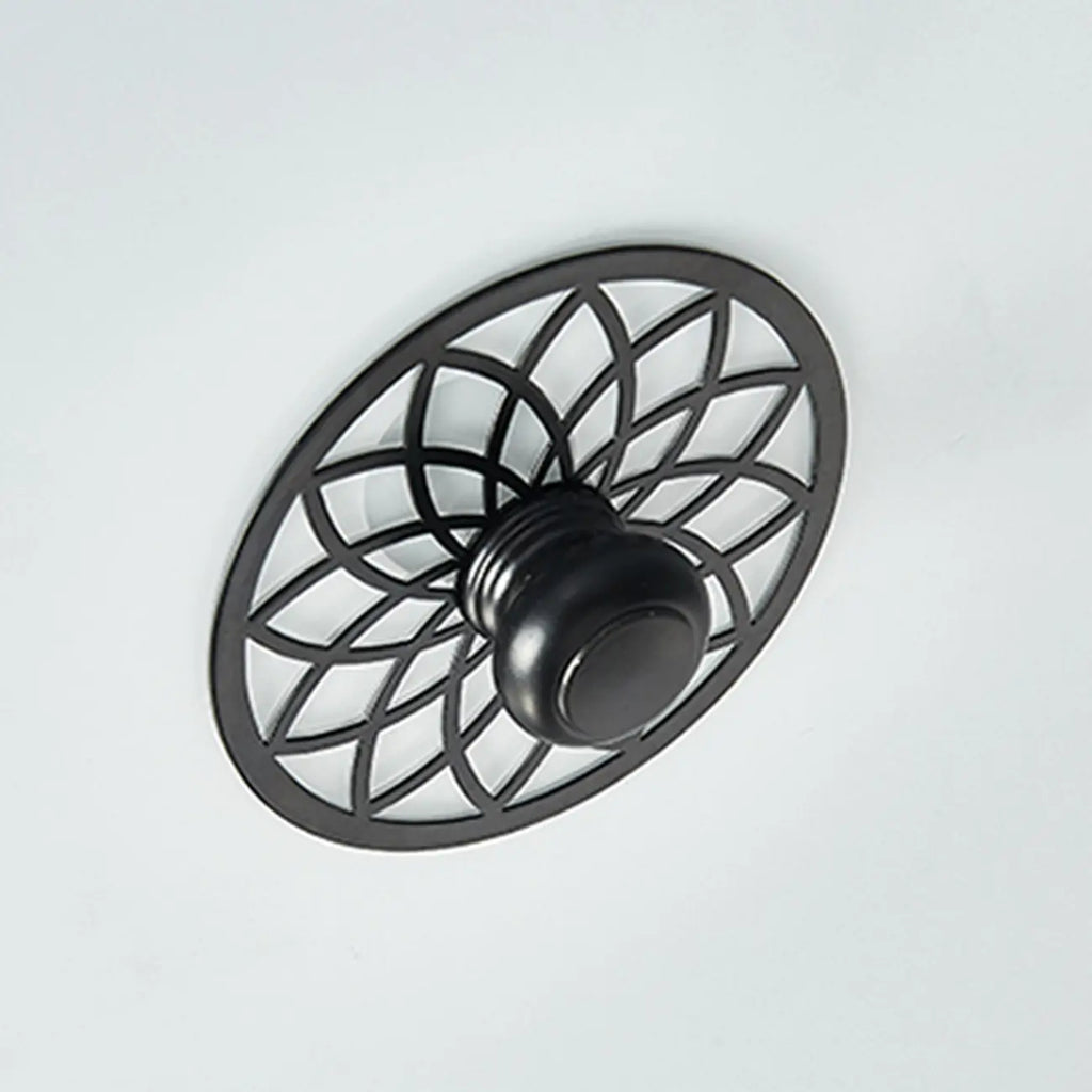 Plafonnier encastré classique en métal noir et verre, style tambour