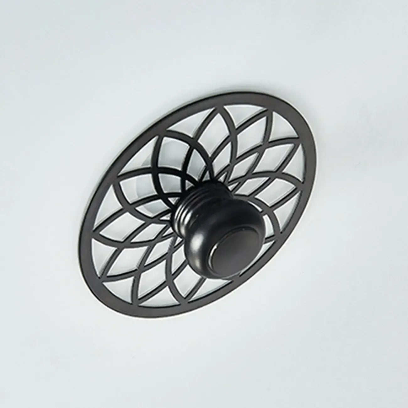 Plafonnier encastré classique en métal noir et verre, style tambour
