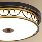 Plafonnier encastré classique en métal noir et verre, style tambour