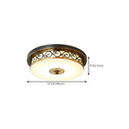 Plafonnier encastré classique en métal noir et verre, style tambour