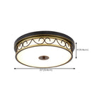 Plafonnier encastré classique en métal noir et verre, style tambour