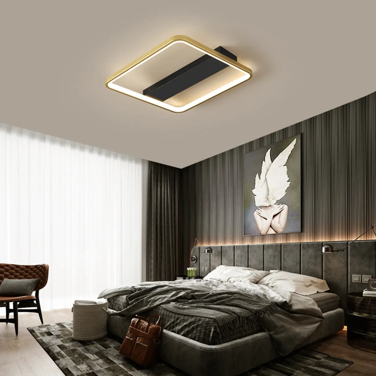 Plafonnier semi-encastré moderne à LED pour chambre à coucher