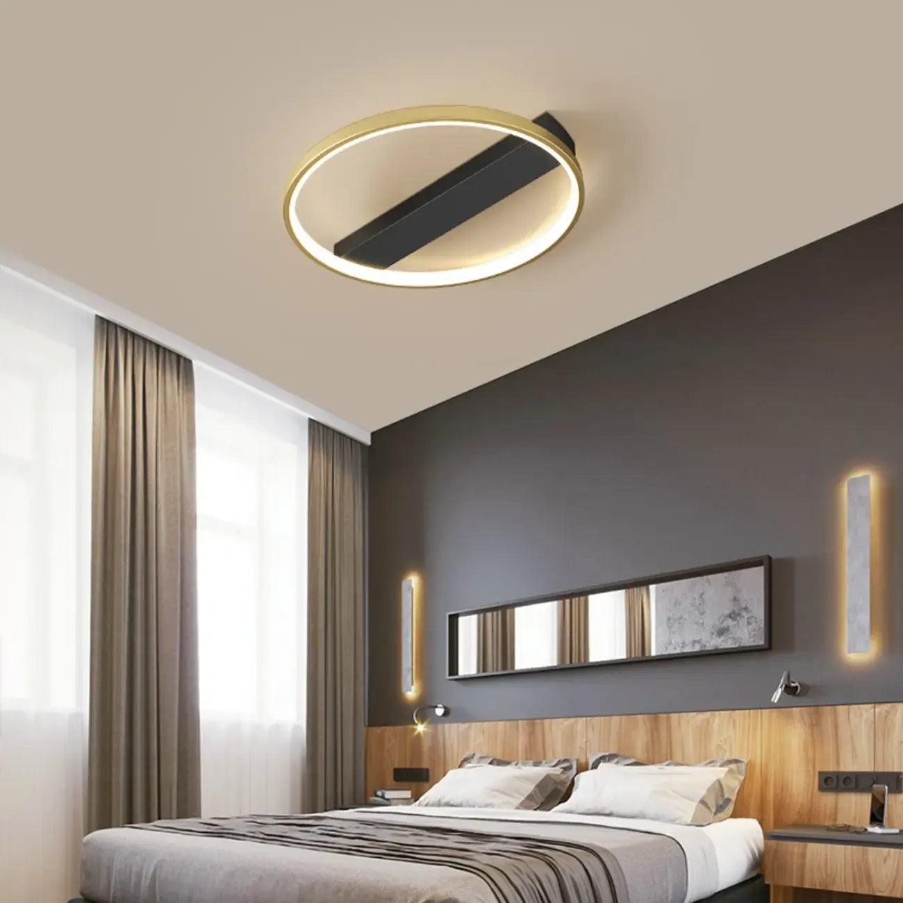 Plafonnier semi-encastré moderne à LED pour chambre à coucher