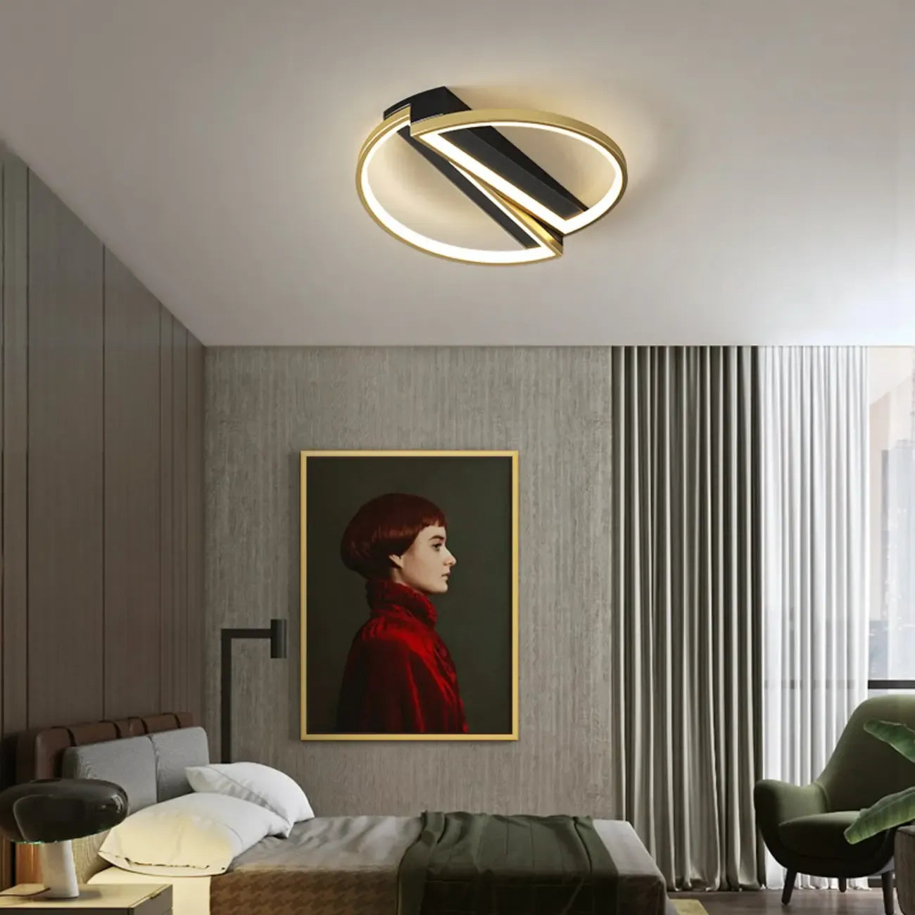 Plafonnier semi-encastré moderne à LED pour chambre à coucher
