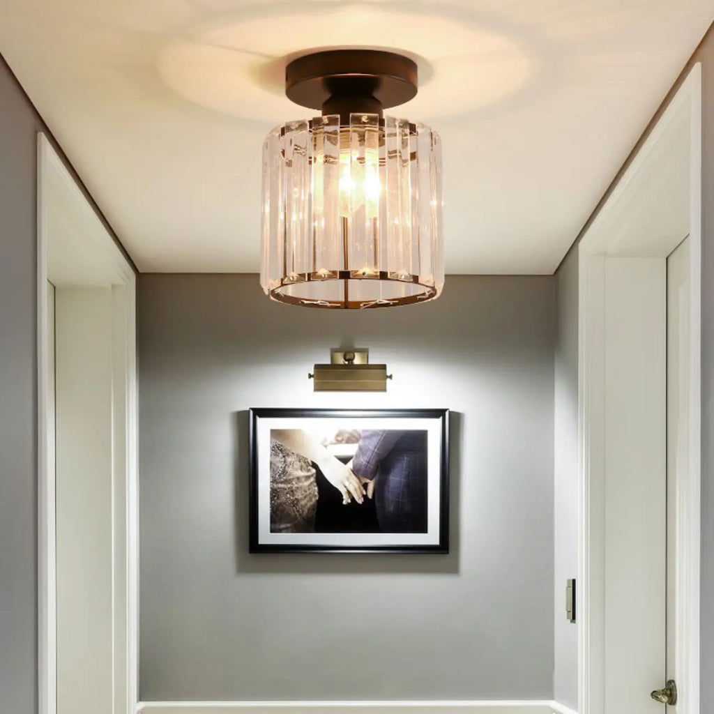 Plafonnier semi-encastré élégant en cristal pour salon