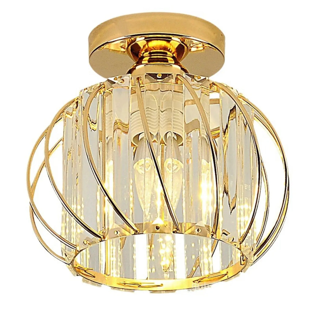 Plafonnier semi-encastré élégant en cristal pour salon