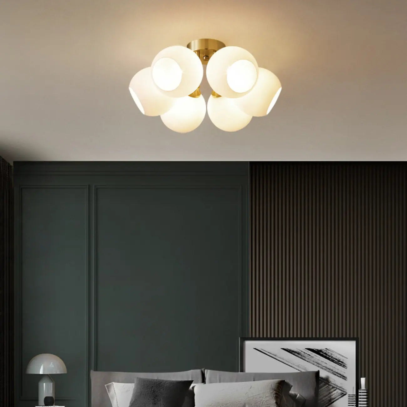 Plafonnier semi-encastré moderne à globe pour chambre à coucher
