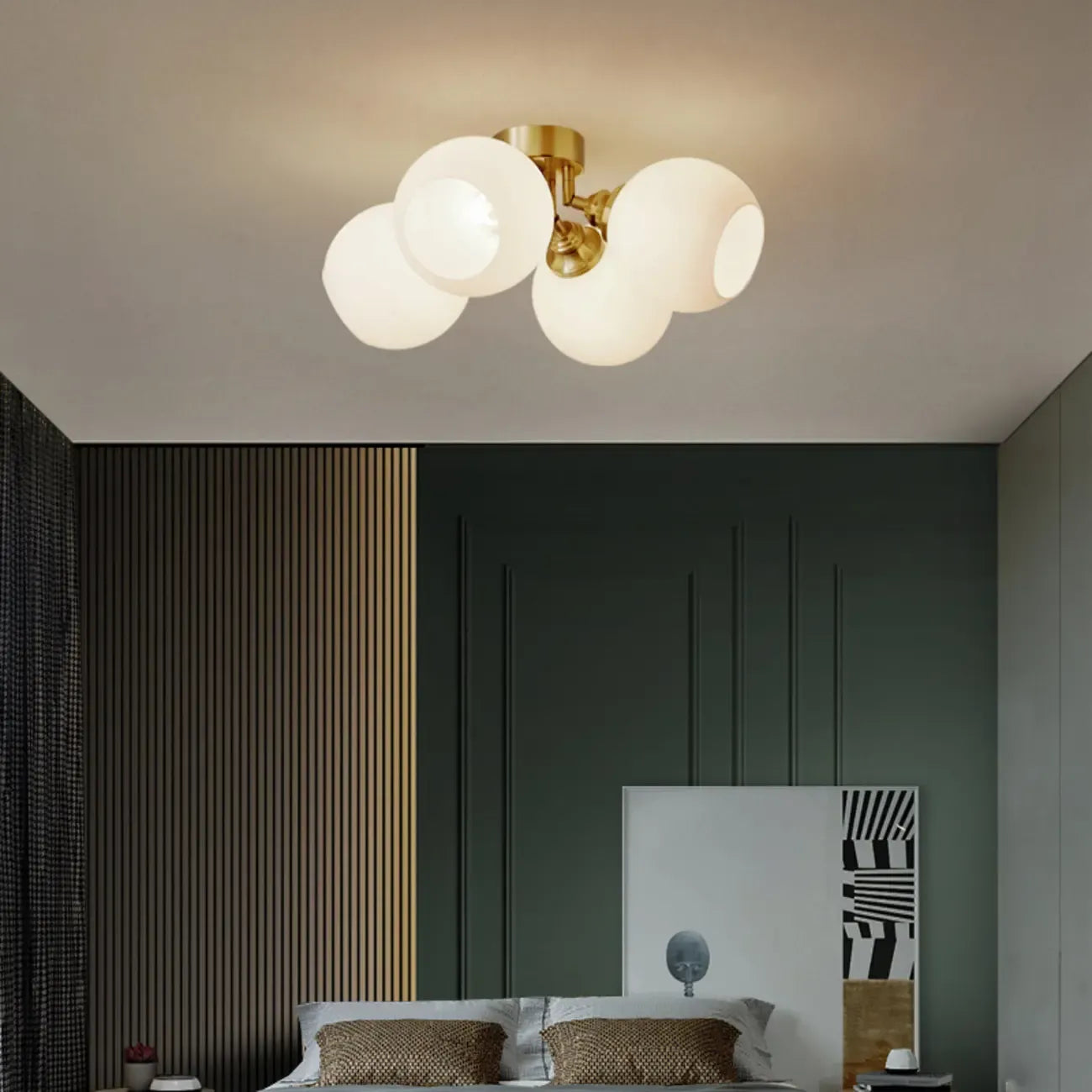 Plafonnier semi-encastré moderne à globe pour chambre à coucher