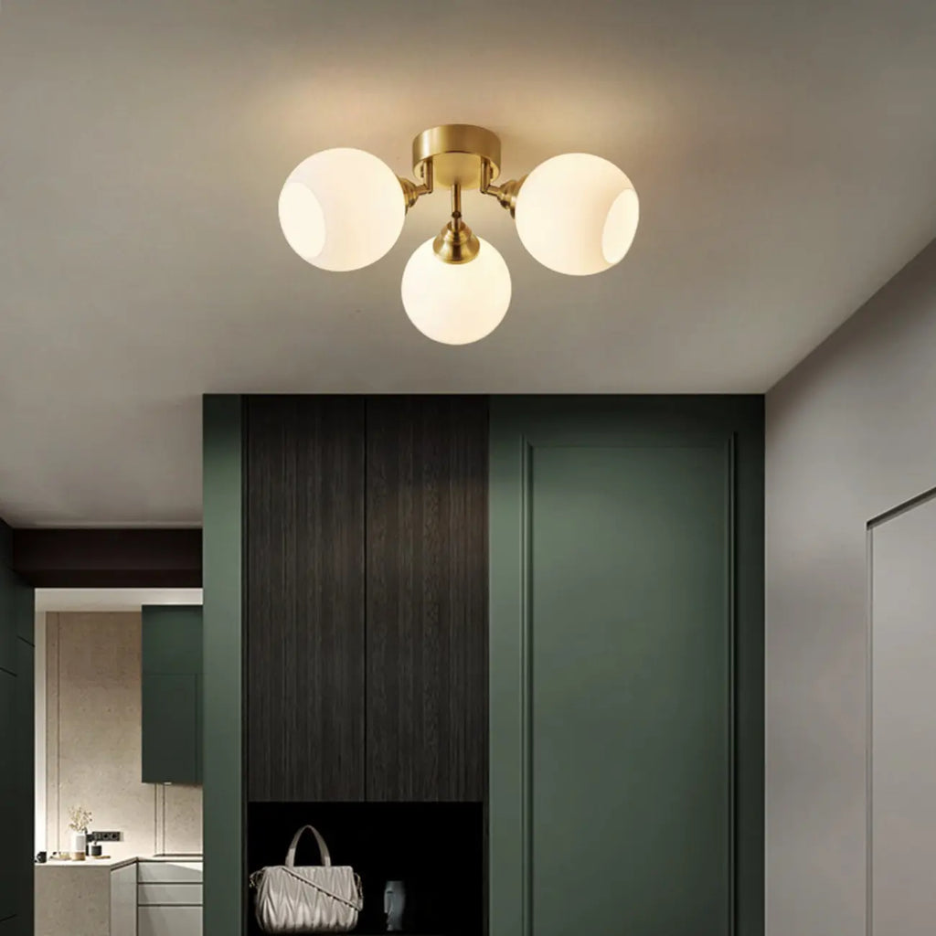 Plafonnier semi-encastré moderne à globe pour chambre à coucher