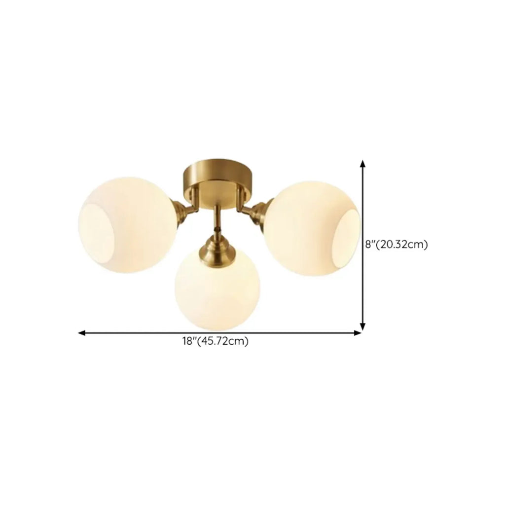 Plafonnier semi-encastré moderne à globe pour chambre à coucher