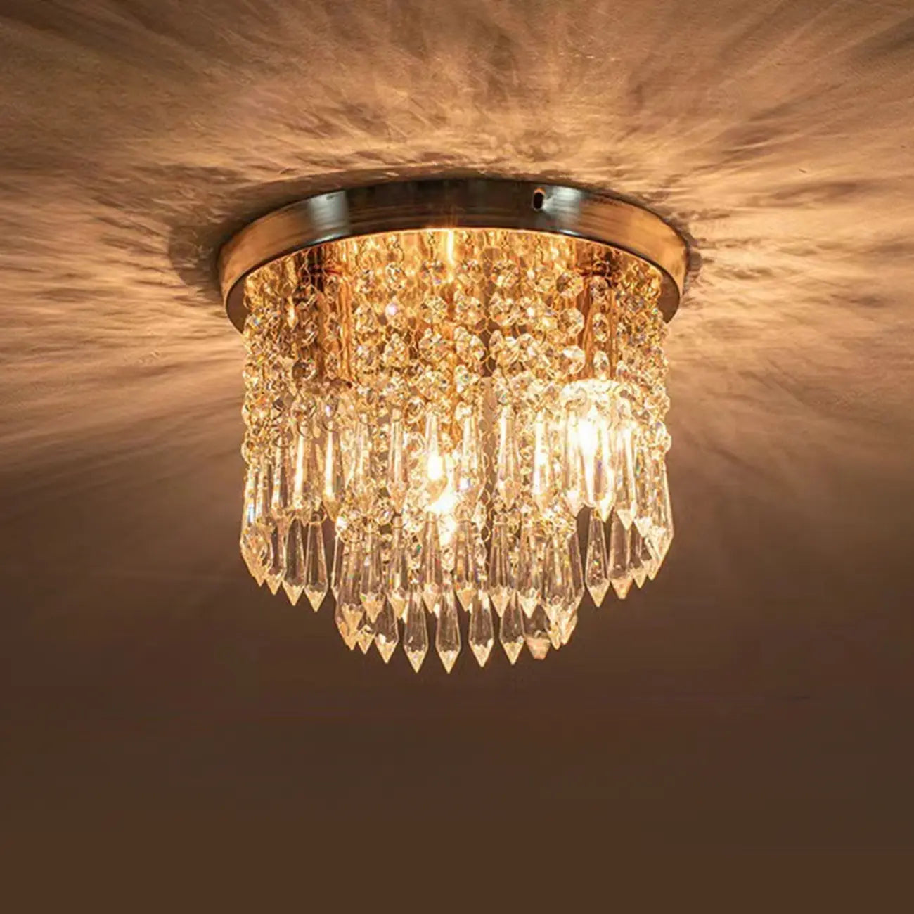 Plafonnier géométrique en cristal encastré pour salon