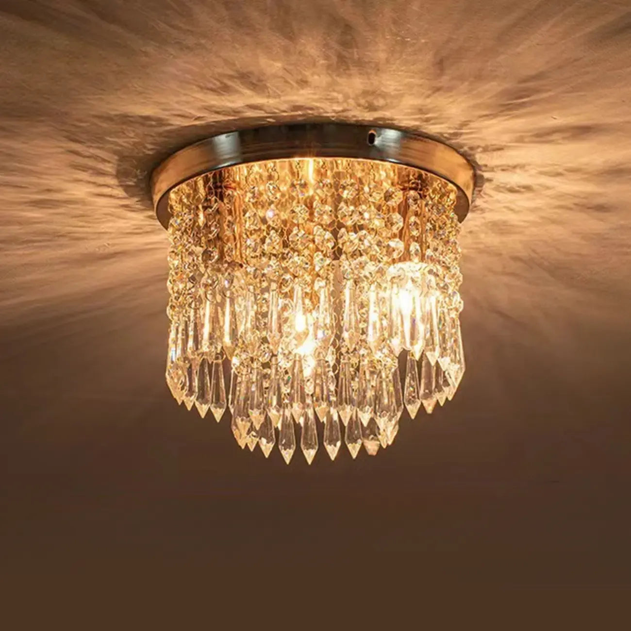 Plafonnier géométrique en cristal encastré pour salon