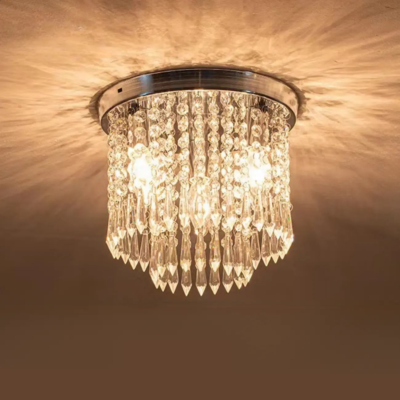 Plafonnier géométrique en cristal encastré pour salon