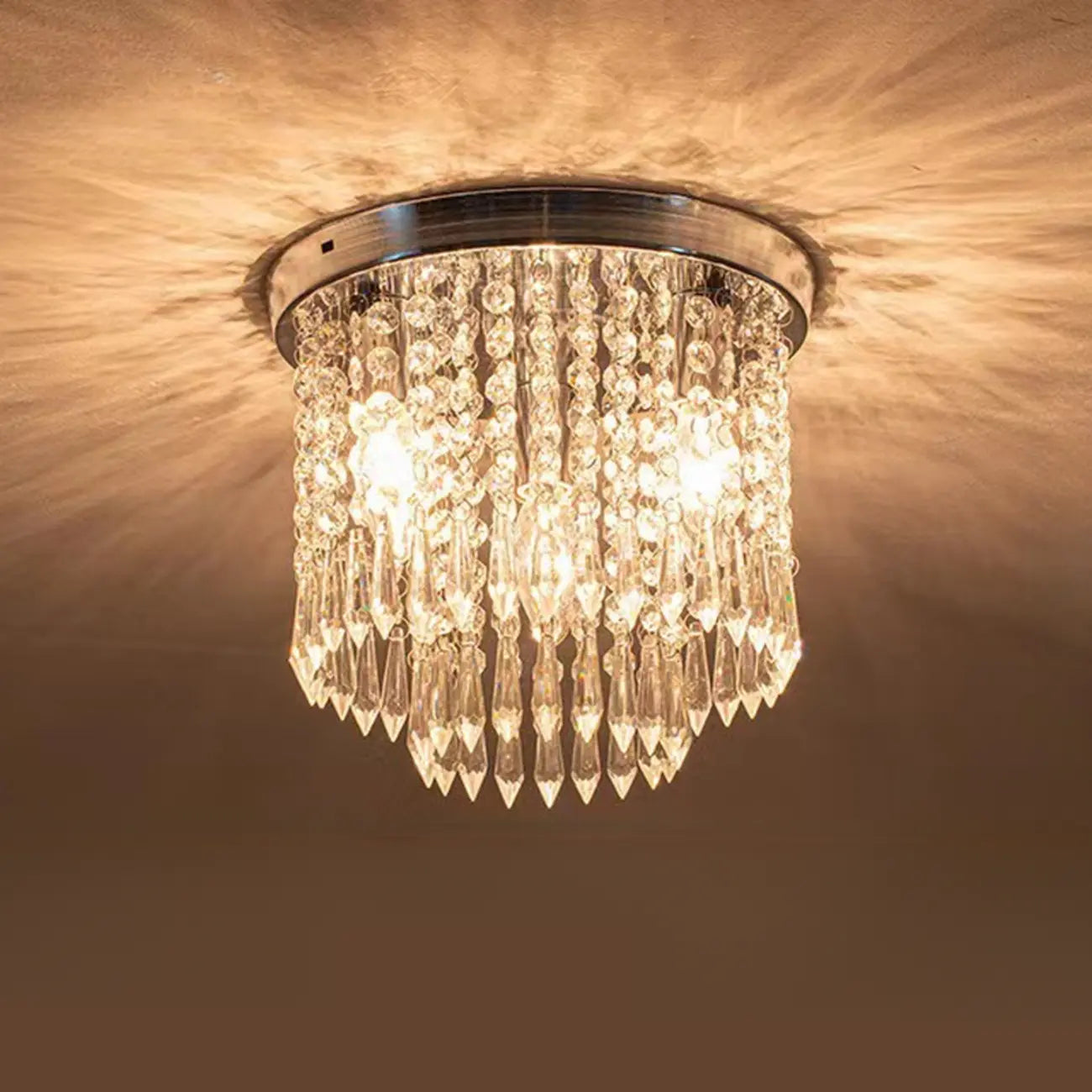 Plafonnier géométrique en cristal encastré pour salon