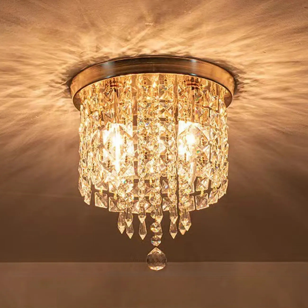 Plafonnier géométrique en cristal encastré pour salon
