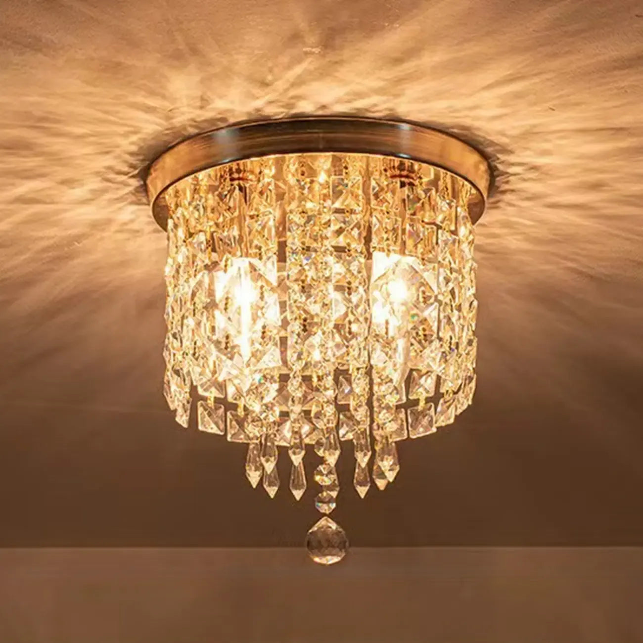 Plafonnier géométrique en cristal encastré pour salon