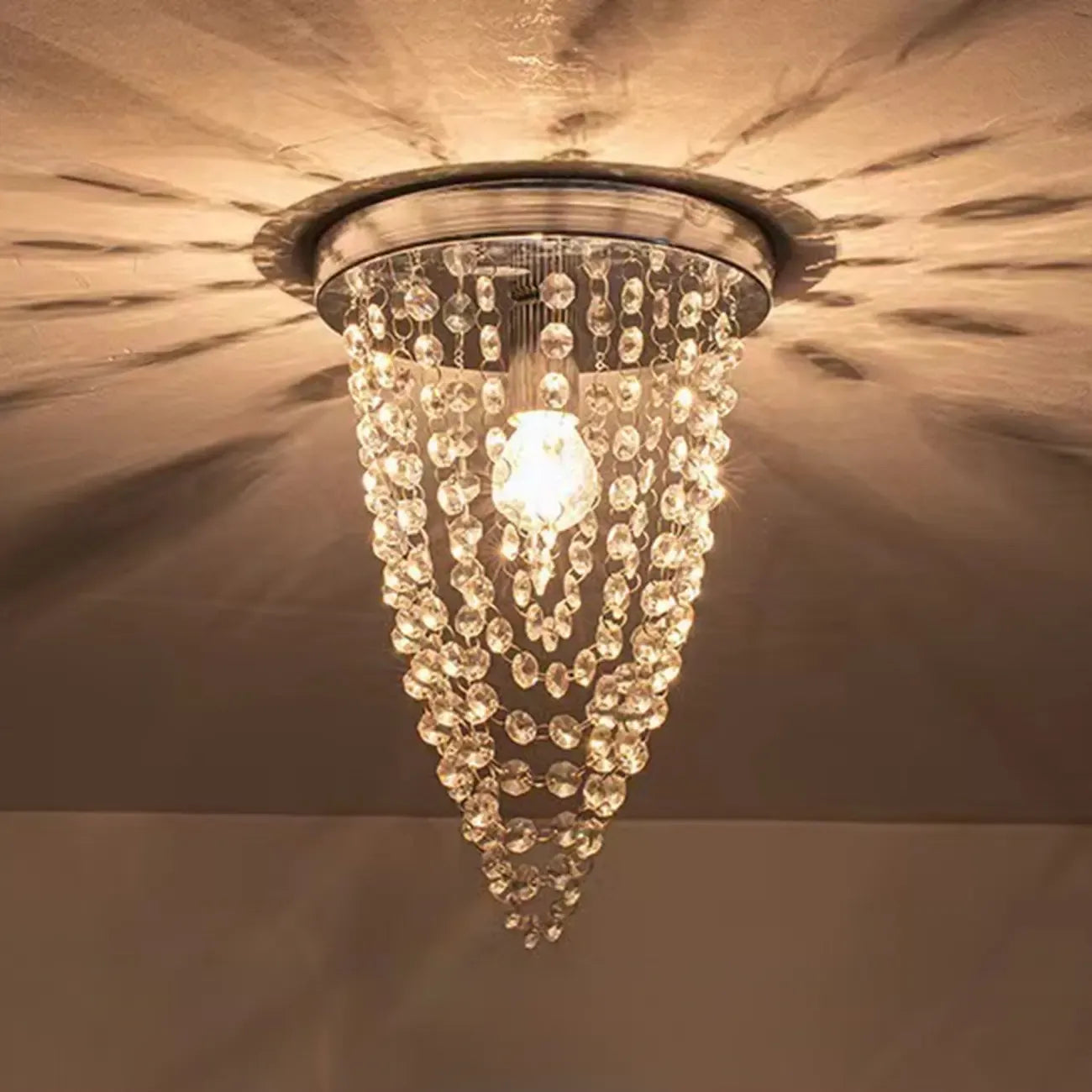 Plafonnier géométrique en cristal encastré pour salon