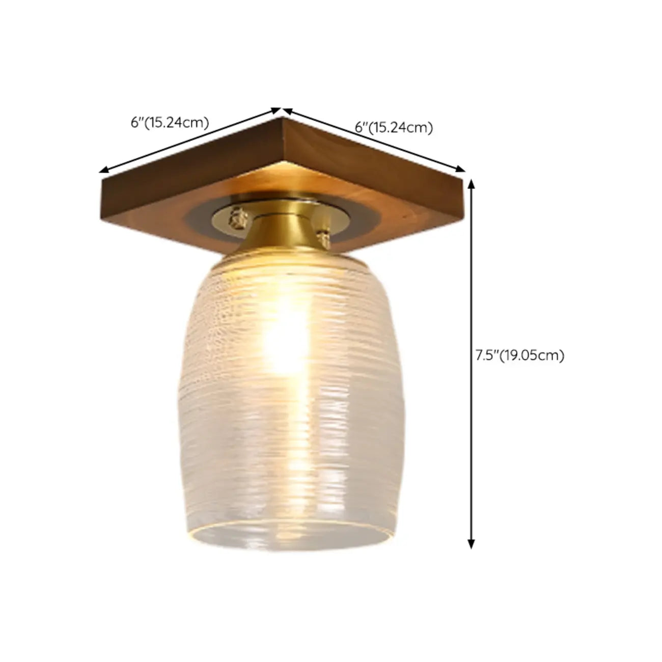 Plafoniera semi-incasso da interno da 5 a 9 pollici con paralume in vetro