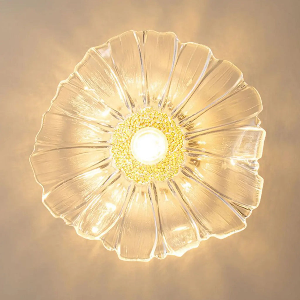 Plafonnier semi-encastré moderne en verre à motif floral pour entrée