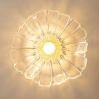 Plafonnier semi-encastré moderne en verre à motif floral pour entrée