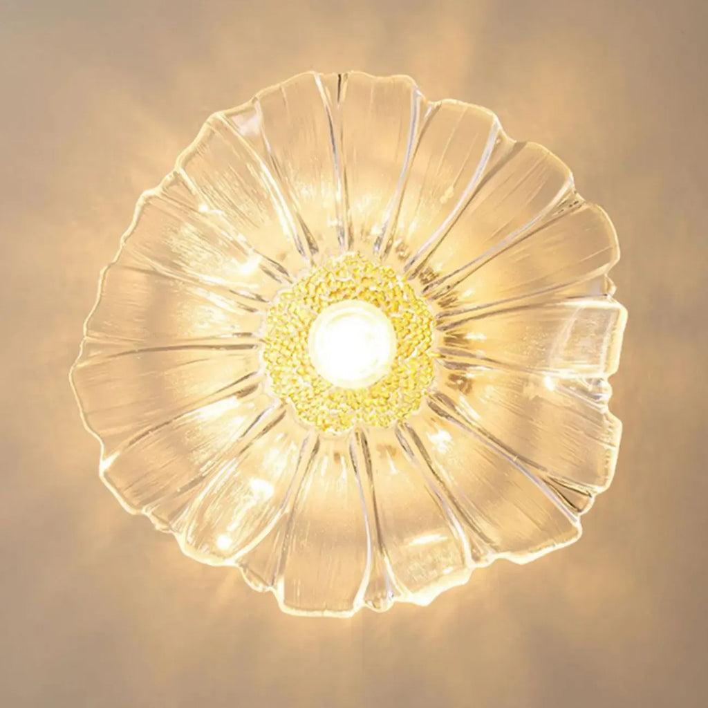 Plafonnier semi-encastré moderne en verre à motif floral pour entrée