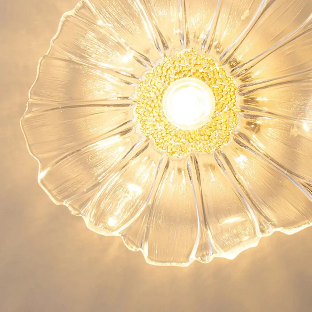 Plafonnier semi-encastré moderne en verre à motif floral pour entrée