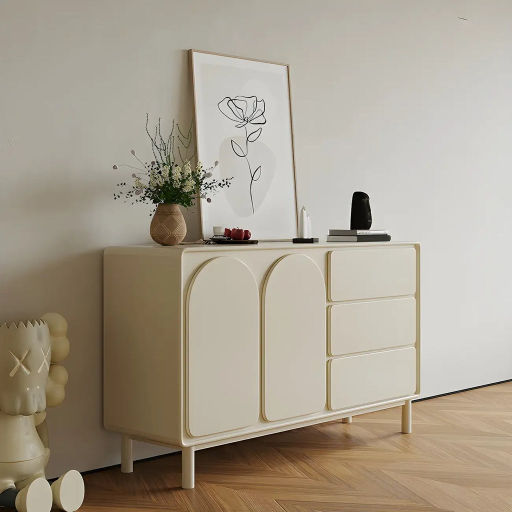 Commode combinée en bois blanc cassé durable avec étagères