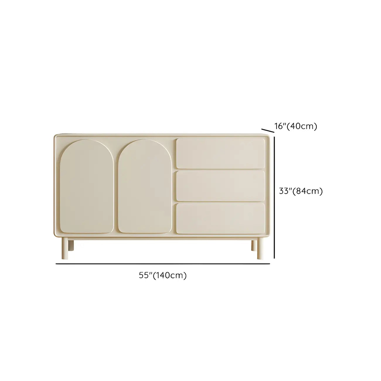Commode combinée en bois blanc cassé durable avec étagères