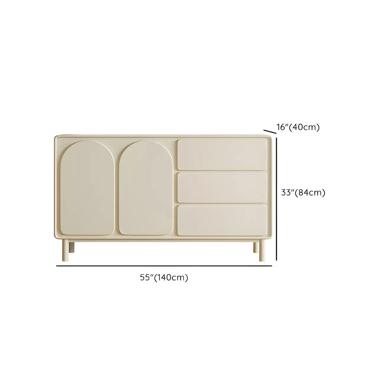Commode combinée en bois blanc cassé durable avec étagères