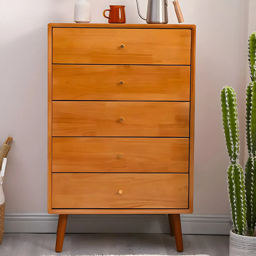 Commode compacte en bois naturel avec armoire et tiroirs