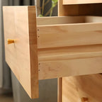 Commode compacte en bois naturel avec armoire et tiroirs