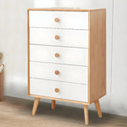 Commode compacte en bois naturel avec armoire et tiroirs