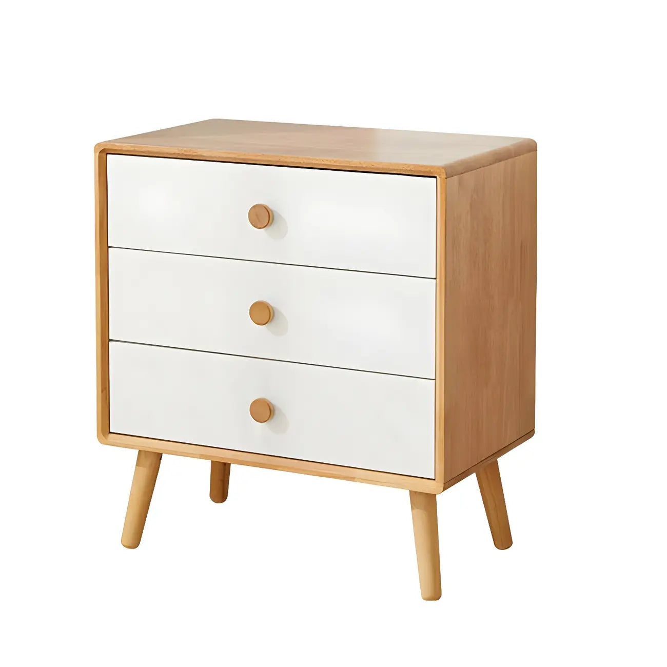 Commode compacte en bois naturel avec armoire et tiroirs