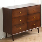 Commode compacte en bois naturel avec armoire et tiroirs