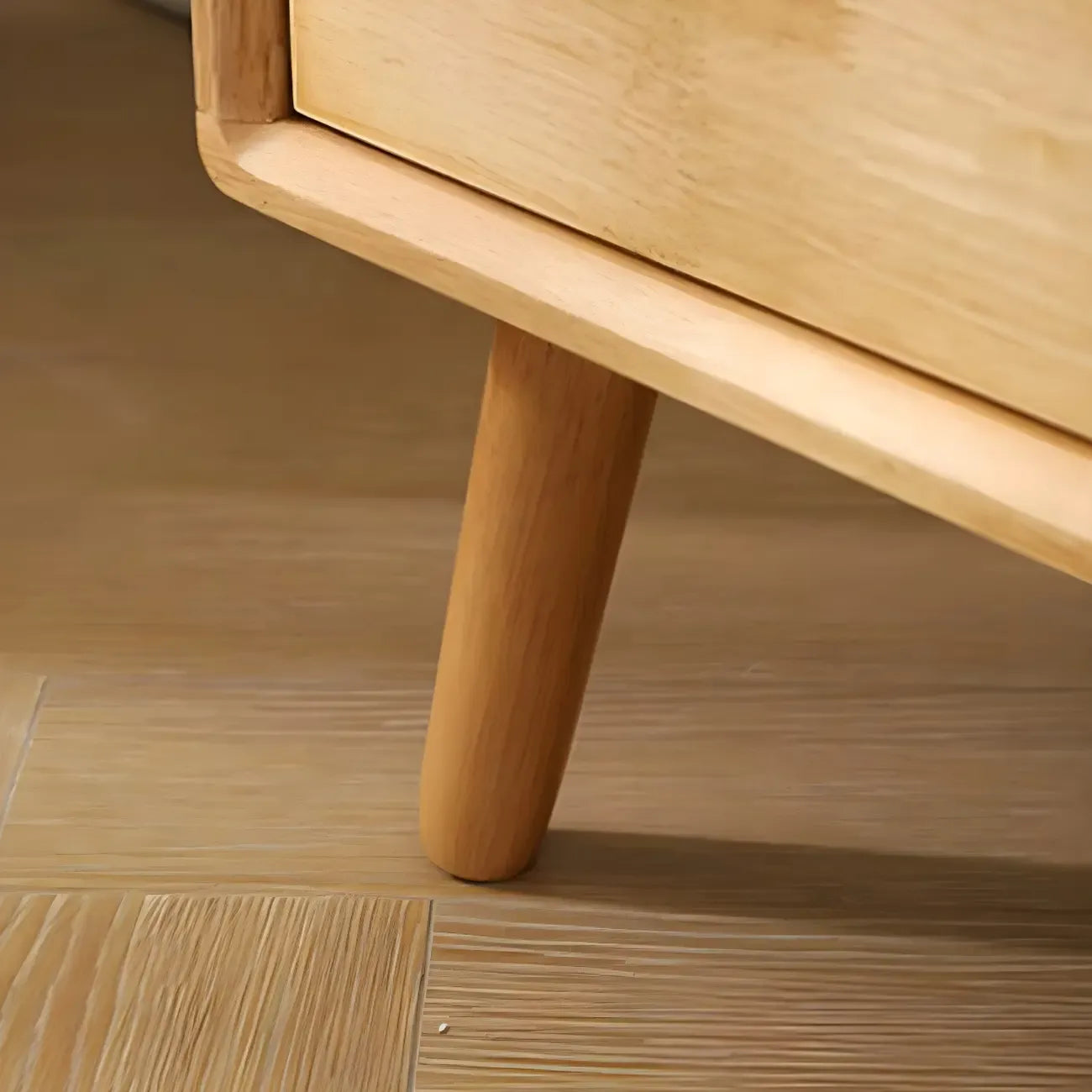 Commode compacte en bois naturel avec armoire et tiroirs
