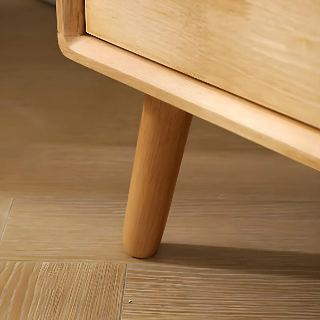 Commode compacte en bois naturel avec armoire et tiroirs