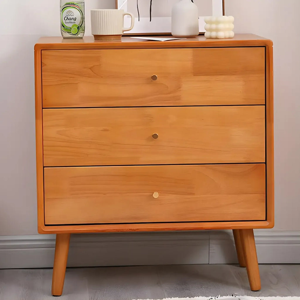 Commode compacte en bois naturel avec armoire et tiroirs