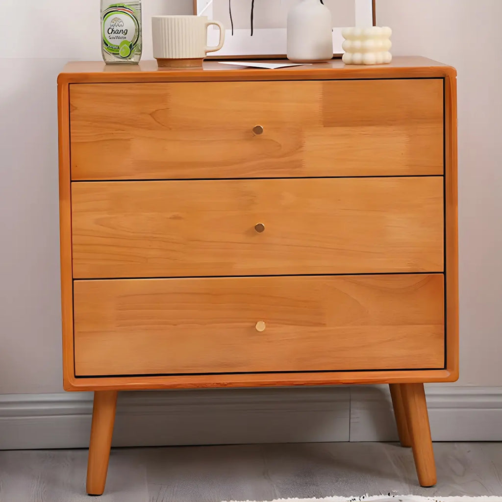 Commode compacte en bois naturel avec armoire et tiroirs