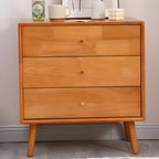 Commode compacte en bois naturel avec armoire et tiroirs