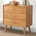 Commode compacte en bois naturel avec armoire et tiroirs