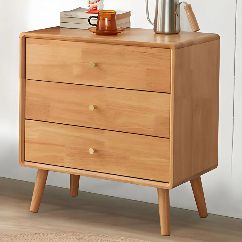 Commode compacte en bois naturel avec armoire et tiroirs