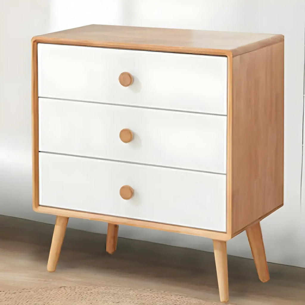 Commode compacte en bois naturel avec armoire et tiroirs