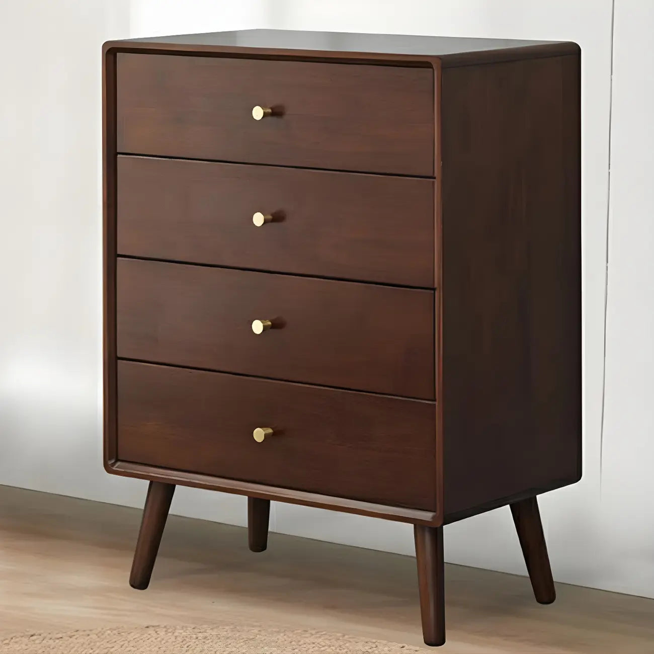 Commode compacte en bois naturel avec armoire et tiroirs