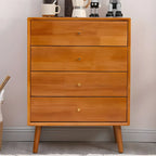 Commode compacte en bois naturel avec armoire et tiroirs