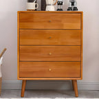 Commode compacte en bois naturel avec armoire et tiroirs