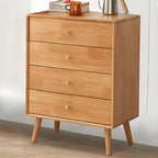 Commode compacte en bois naturel avec armoire et tiroirs