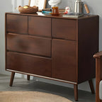 Commode compacte en bois naturel avec armoire et tiroirs